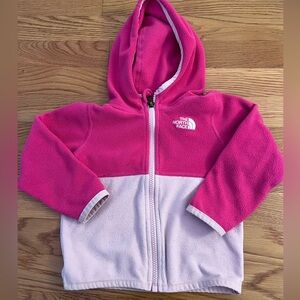 The North Face girls fleece zip up sweater with hood.